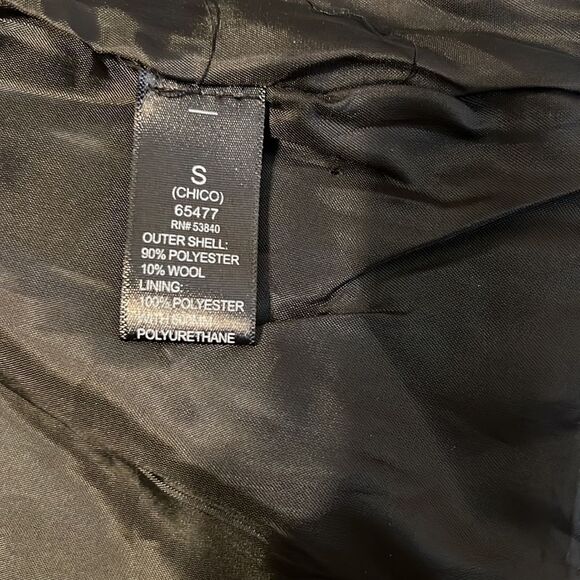 Ambiance szS black button front jacket with belt needs cleaning GUC - Picture 5 of 11